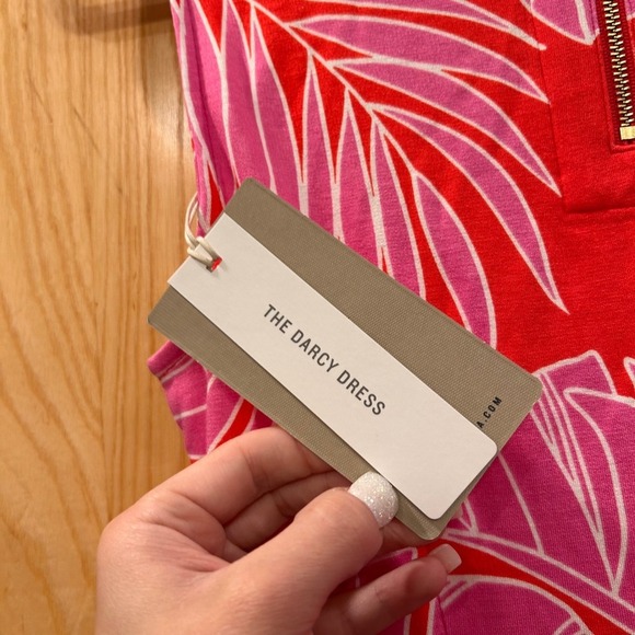 Tommy Bahama Darcy Peninsula Palms Dress XS Pink Red Tropical Sleeveless - Picture 10 of 13